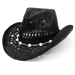 1854 Straw Cowboy Cowgirl Hat For Women Men Western Coastal Cowboy Beach Hat